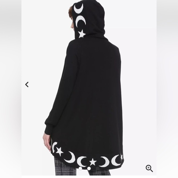 Hot topic celestial black white stars moon hooded open cardigan small cotton mix - Picture 2 of 11